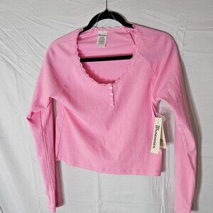 Cute No Boundaries Henley Top w/Lace Trim - Size XL (16-18) - NWT